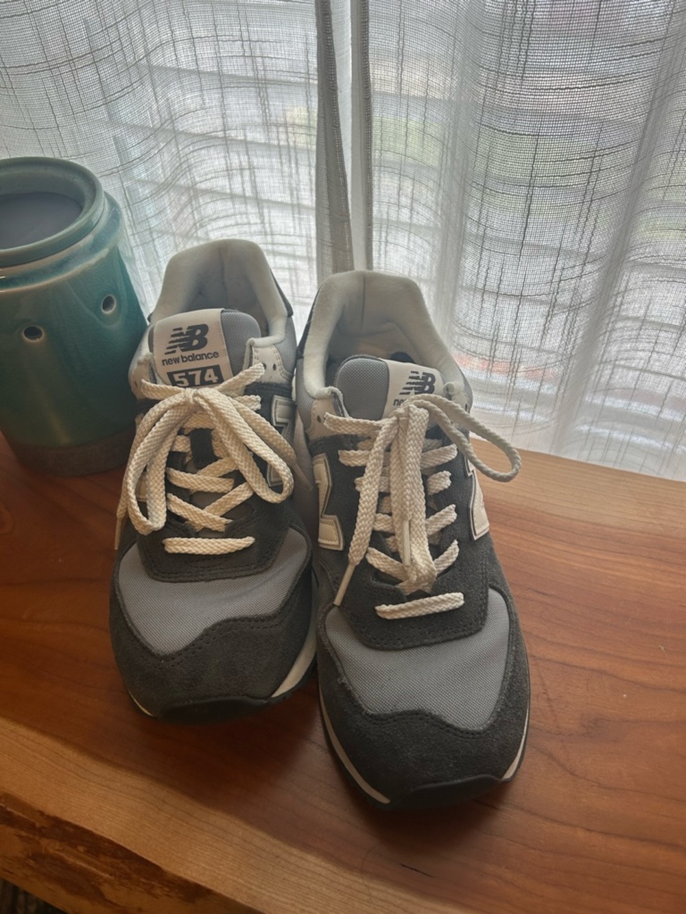 New Balance Gray & White 574 Casual Sneakers